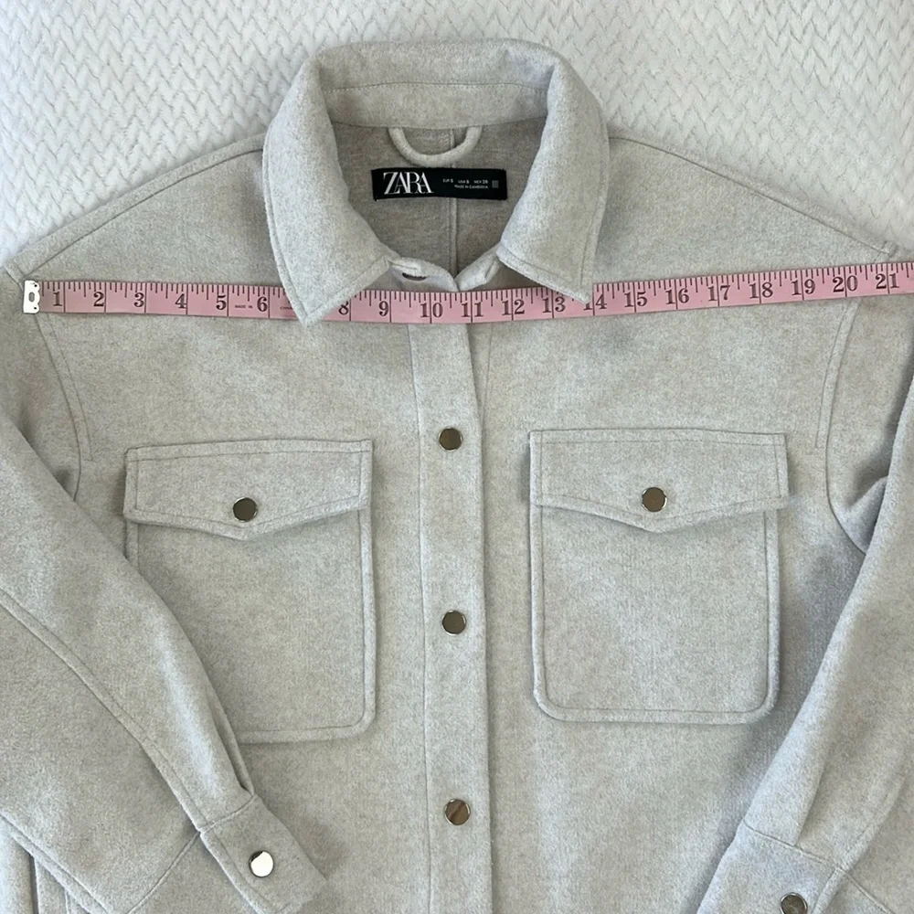 Zara Soft-Touch Overshirt Oversized Shacket Woman’s Size Small Light Gray - Picture 5 of 17